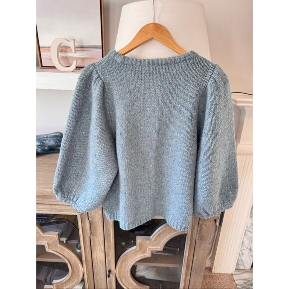 DEMYLEE Bardot Sweater in Sea Mist Blue Size Medium - Picture 6 of 9